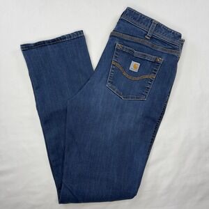 Carhartt Jeans Womens 6 Regular Slim Blue Denim Straight Leg Workwear Dark Wash